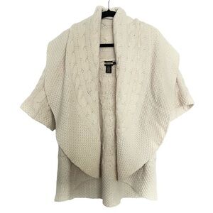Ralph Lauren Rugby Merino Wool Angora Blend Cable Knit Shawl Sweater Small